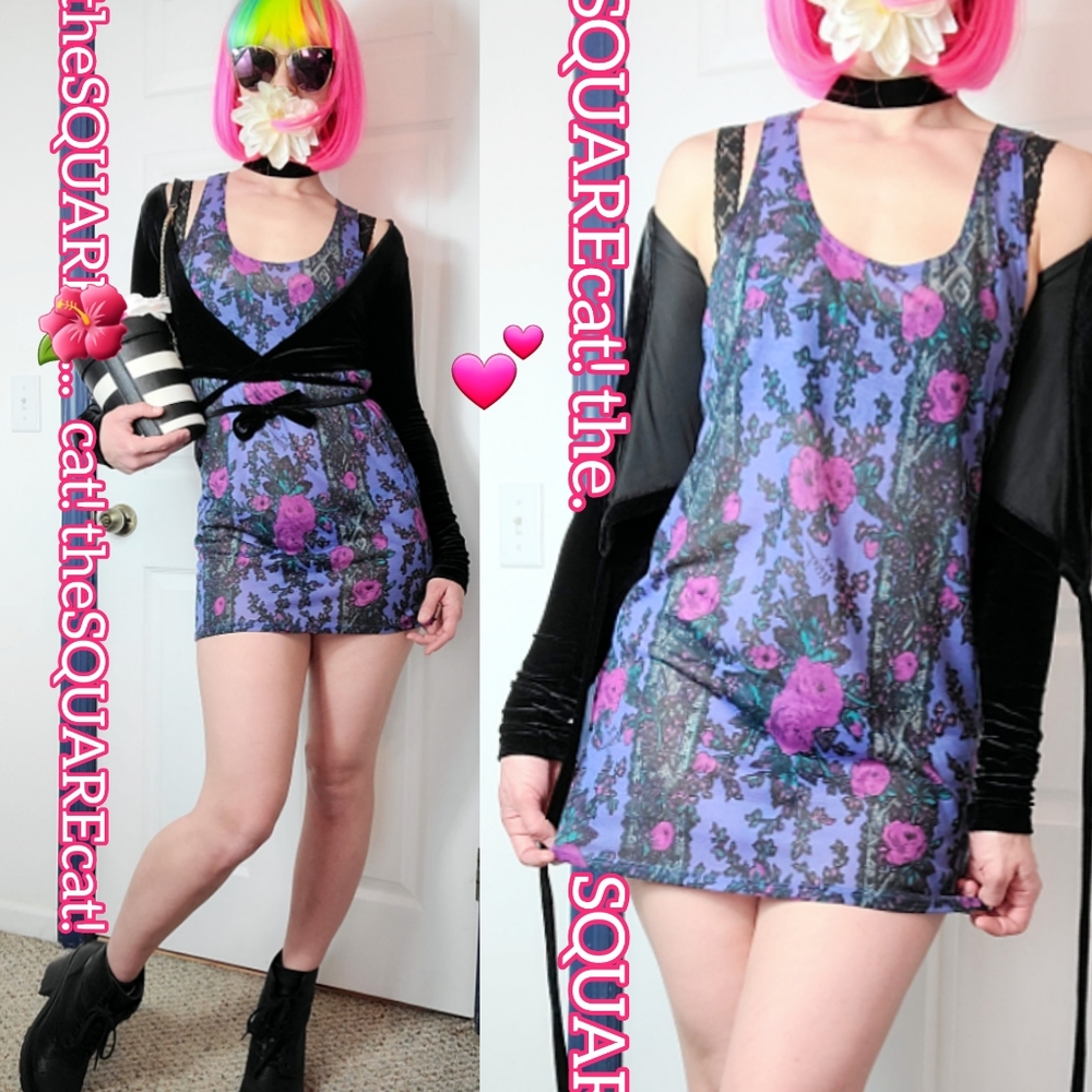 Betsey Johnson 🌌 vintage rose garden semi sheer sleeveless tunic / mini dress🌹